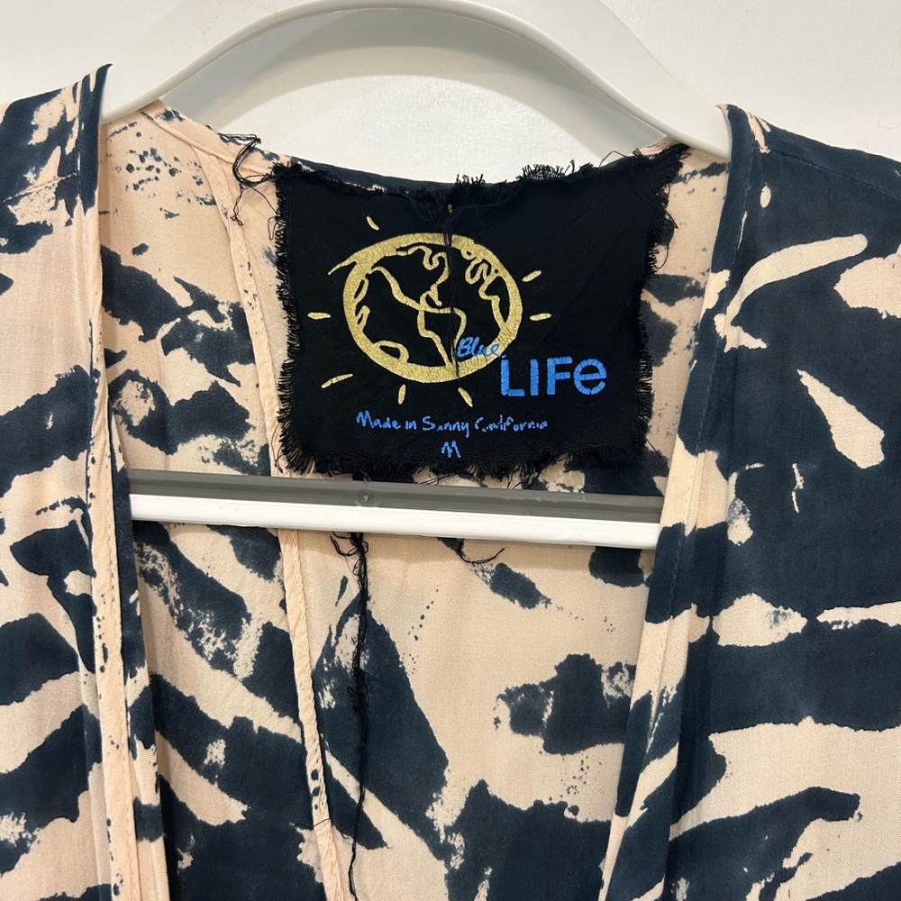 Blue Life Black and Beige Tie-Dye Cover Up Romper | Size M - Picture 3 of 3